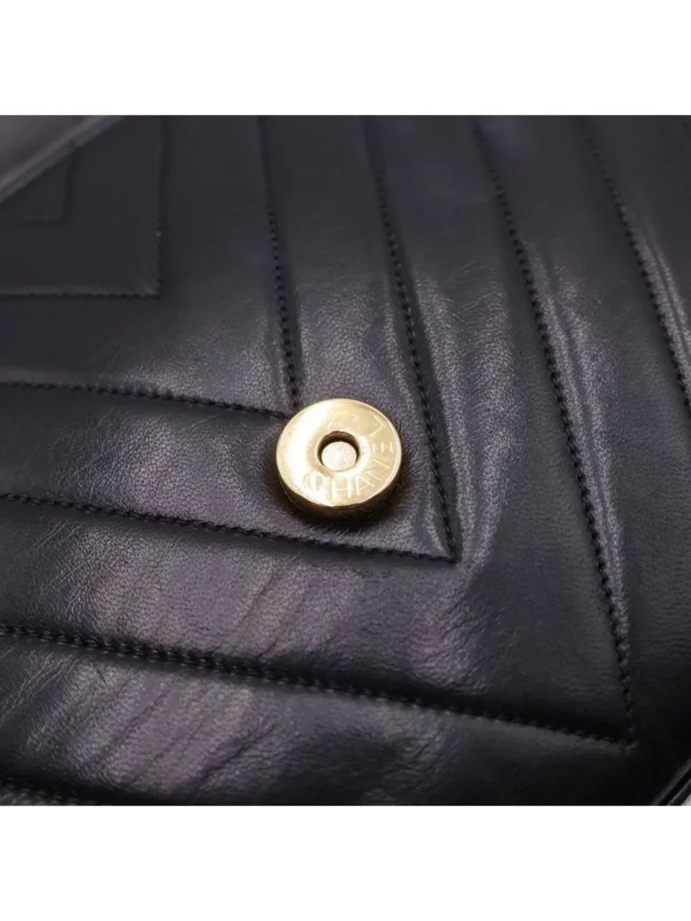 Chanel Chez Blanc Lambskin Gold Vintage Shoulder Bag Black